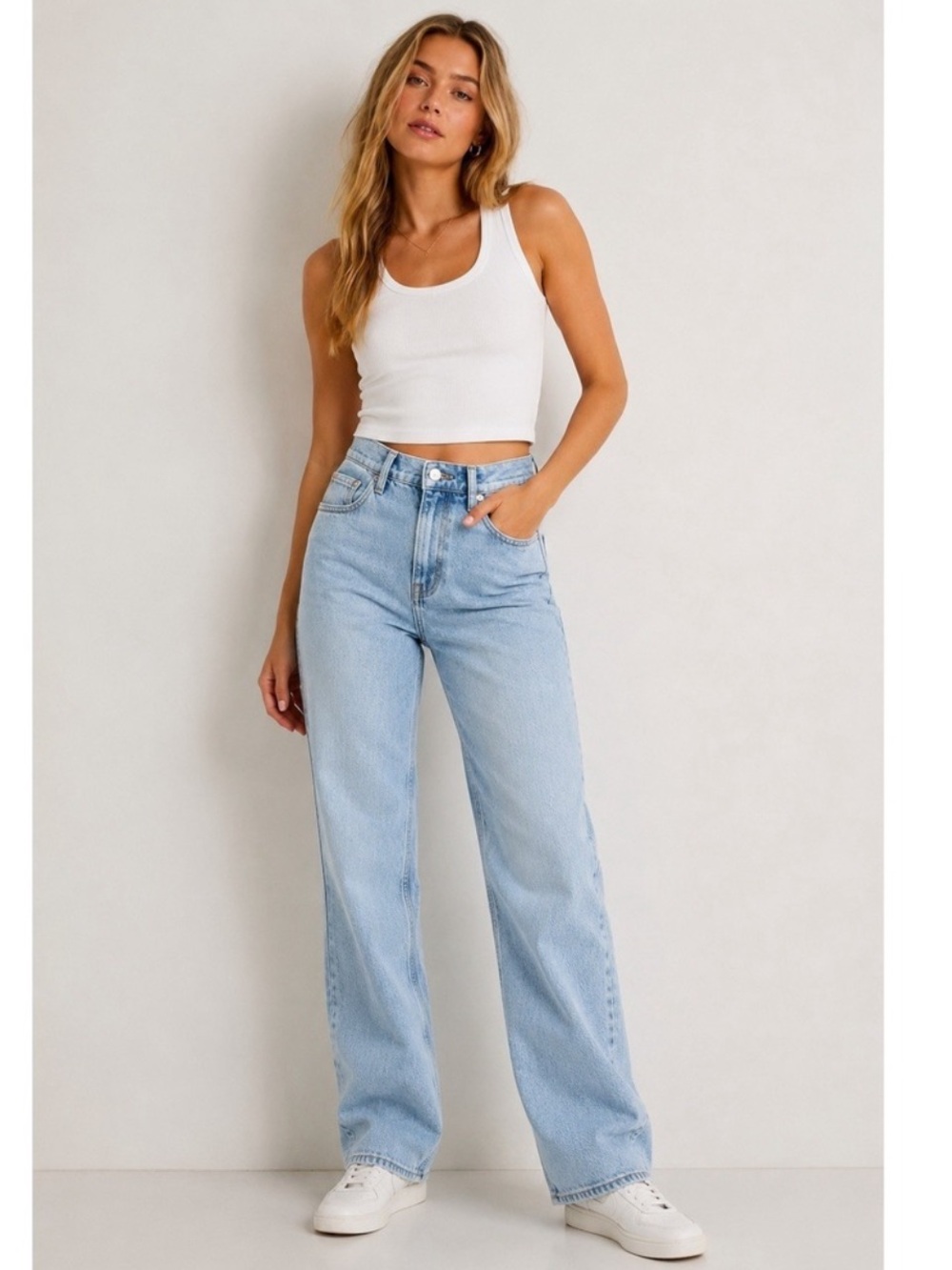 Abercrombie & Fitch 90’s Relaxed High Rise Wide Leg Classic Light Wash Jeans, 29